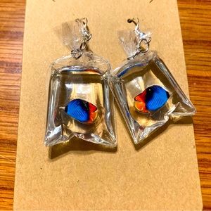 Fish in bag earrings